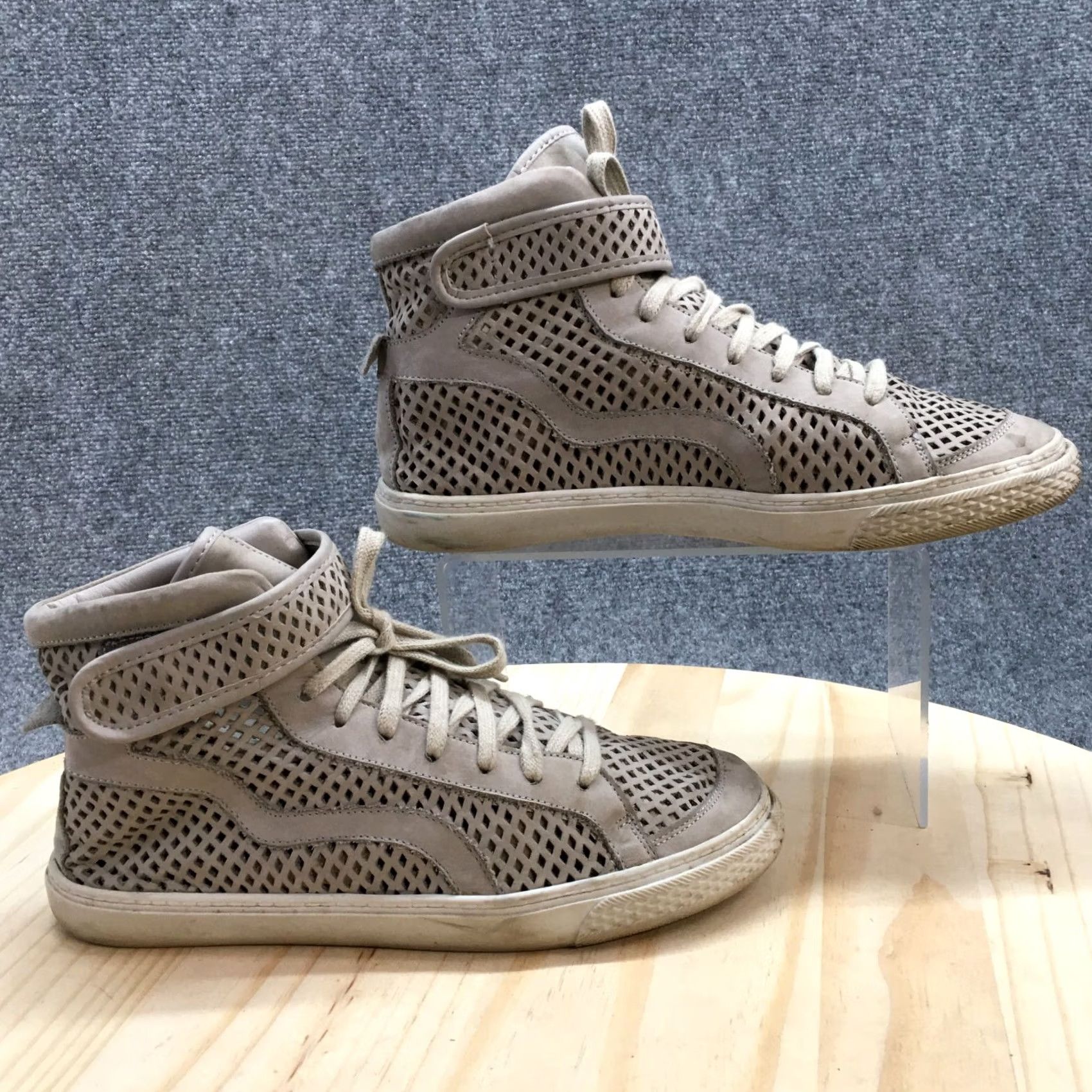 Zara Zara Basic Collection Shoes Womens 39 Hi Top Sneakers Gray Leather Lace Up Size M / US 6-8 / IT 42-44 - 2 Thumbnail
