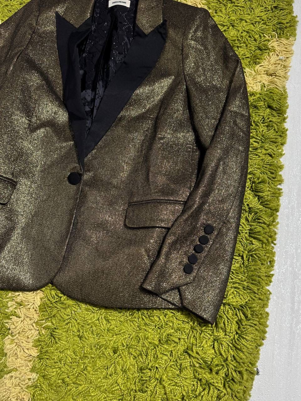 Zadig & Voltaire Zadig & Voltaire Gold Metallic Glitter Blazer Jacket Size XXS / US 00 / IT 34 - 2 Thumbnail