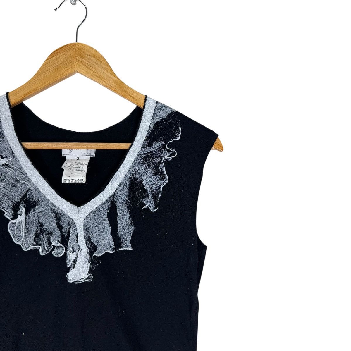 agnes b. ☀️AGNES B FRANCE TROMPE L’OEIL RUFFLE V NECK SLEEVELESS Size M / US 6-8 / IT 42-44 - 8 Thumbnail