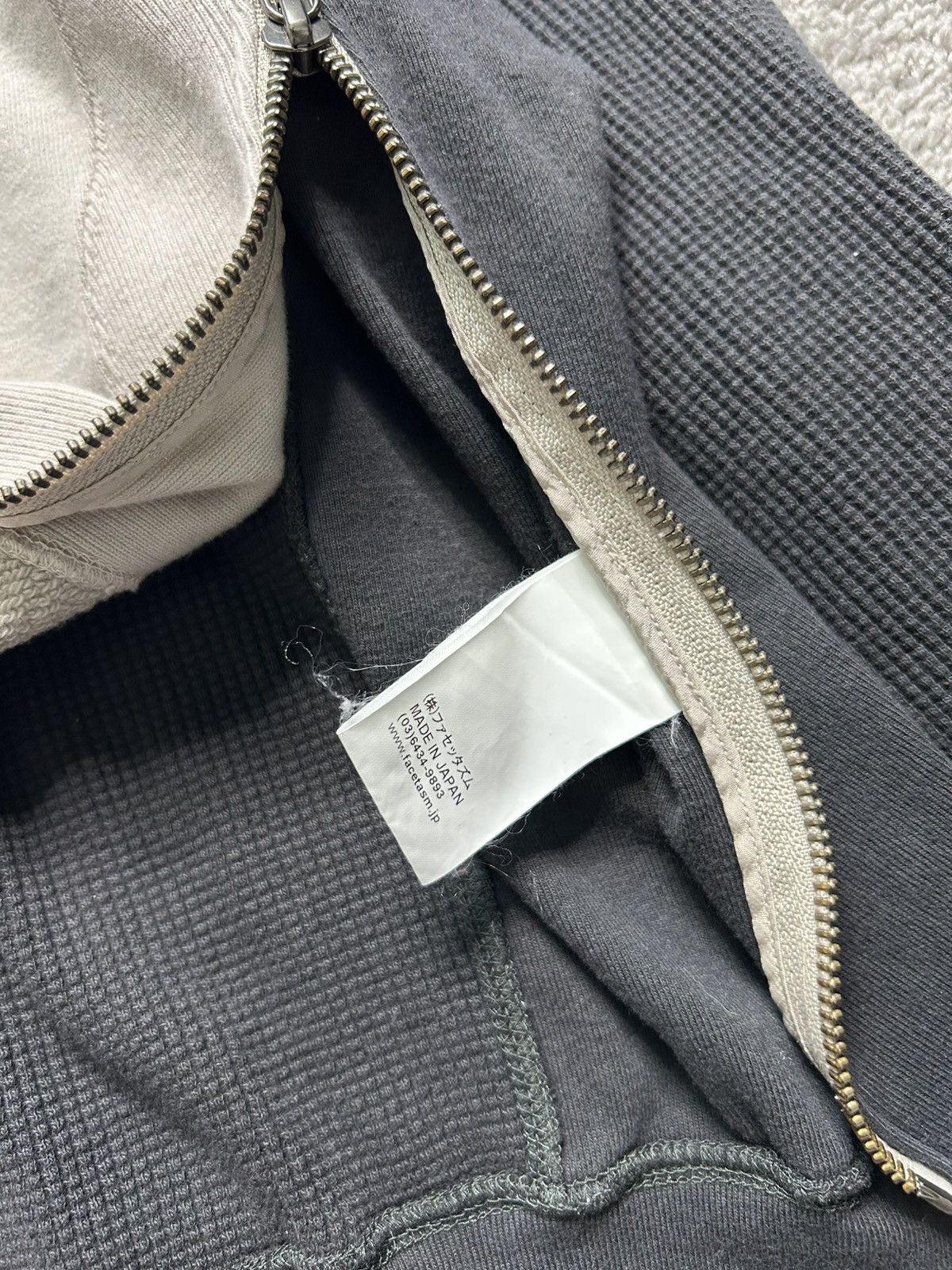 Facetasm × Japanese Brand Facetasm Zippered Two Tone Thermal Crewneck Sweatshirt Japan Size US L / EU 52-54 / 3 - 4 Thumbnail