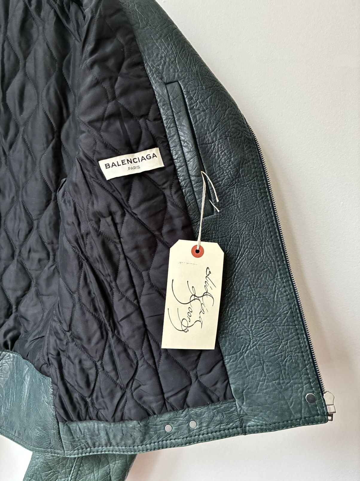 Balenciaga Balenciaga AW2014 Green Lamb Leather Biker Jacket Size US S / EU 44-46 / 1 - 19 Thumbnail
