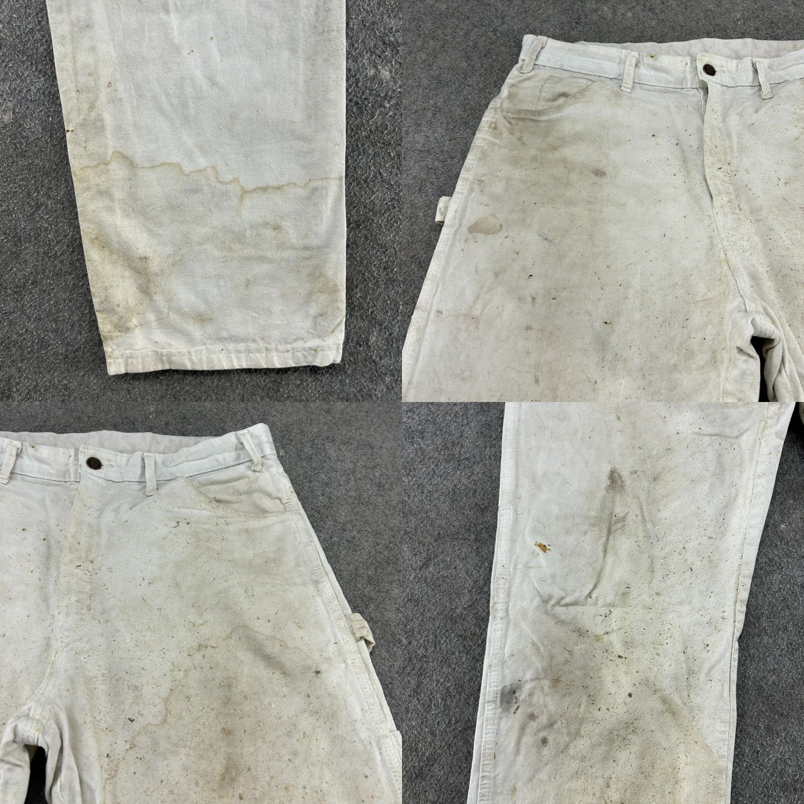 Dickies VINTAGE Dickies Pants Mens Regular 36x34 White Canvas Carpenter Workwear Distressed 5-Pocket Straight Inseam 34 Retro Size US 36 / EU 52 - 8 Thumbnail
