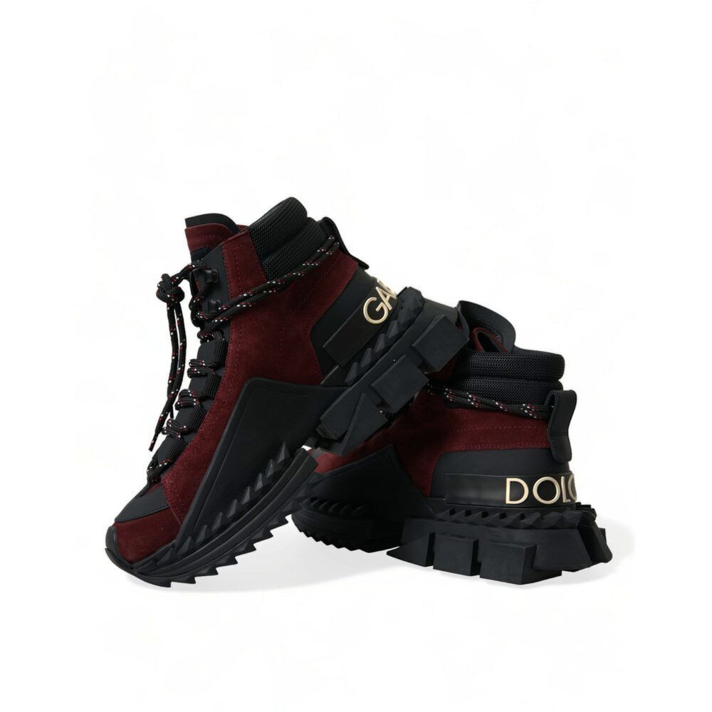 Dolce & Gabbana Dolce & Gabbana Burgundy Leather High Top Sneakers Size US 6 / EU 39 - 1 Thumbnail