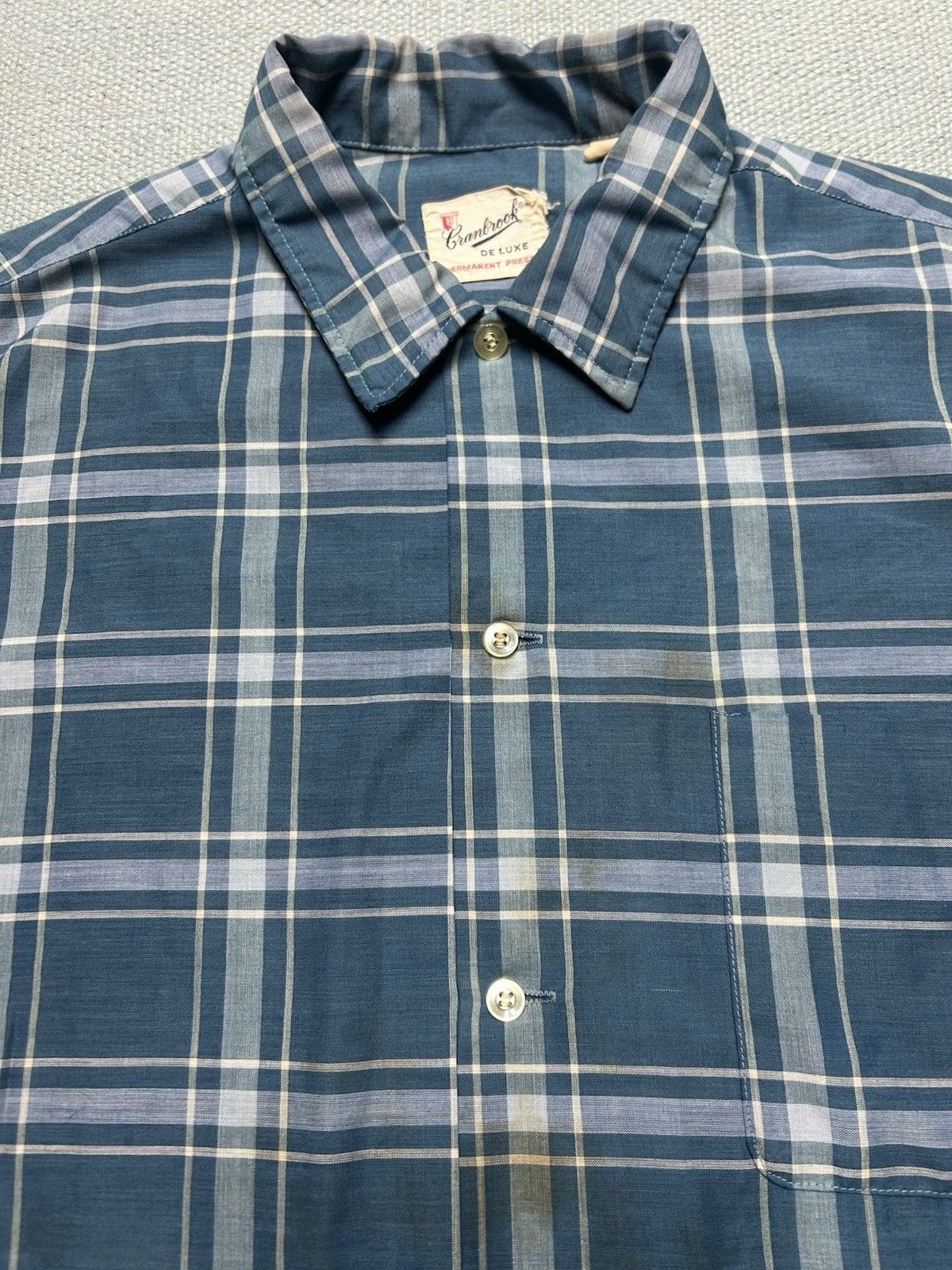 Vintage Vtg 1960s button shirt poly cotton lightweight plaid large Size US L / EU 52-54 / 3 - 3 Thumbnail