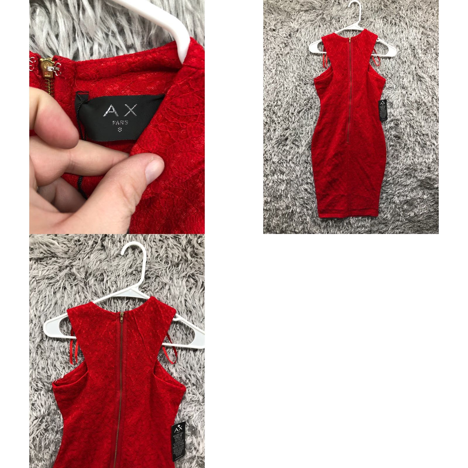 Vintage AX PARIS Cut In Neck Midi Dress Size 4 Womens Bonded Lace Red Dress Size S / US 4 / IT 40 - 8 Thumbnail