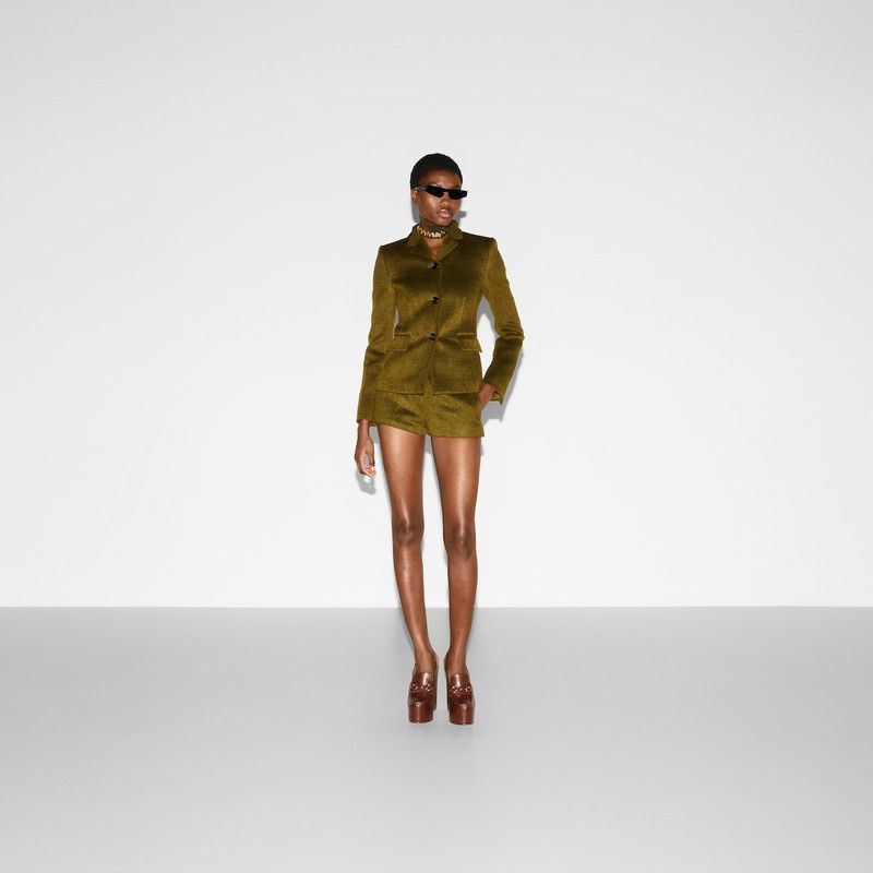 Gucci oc11z1125 Light Wool Mohair Jacket in Olive Green Size L / US 10 / IT 46 - 5 Thumbnail