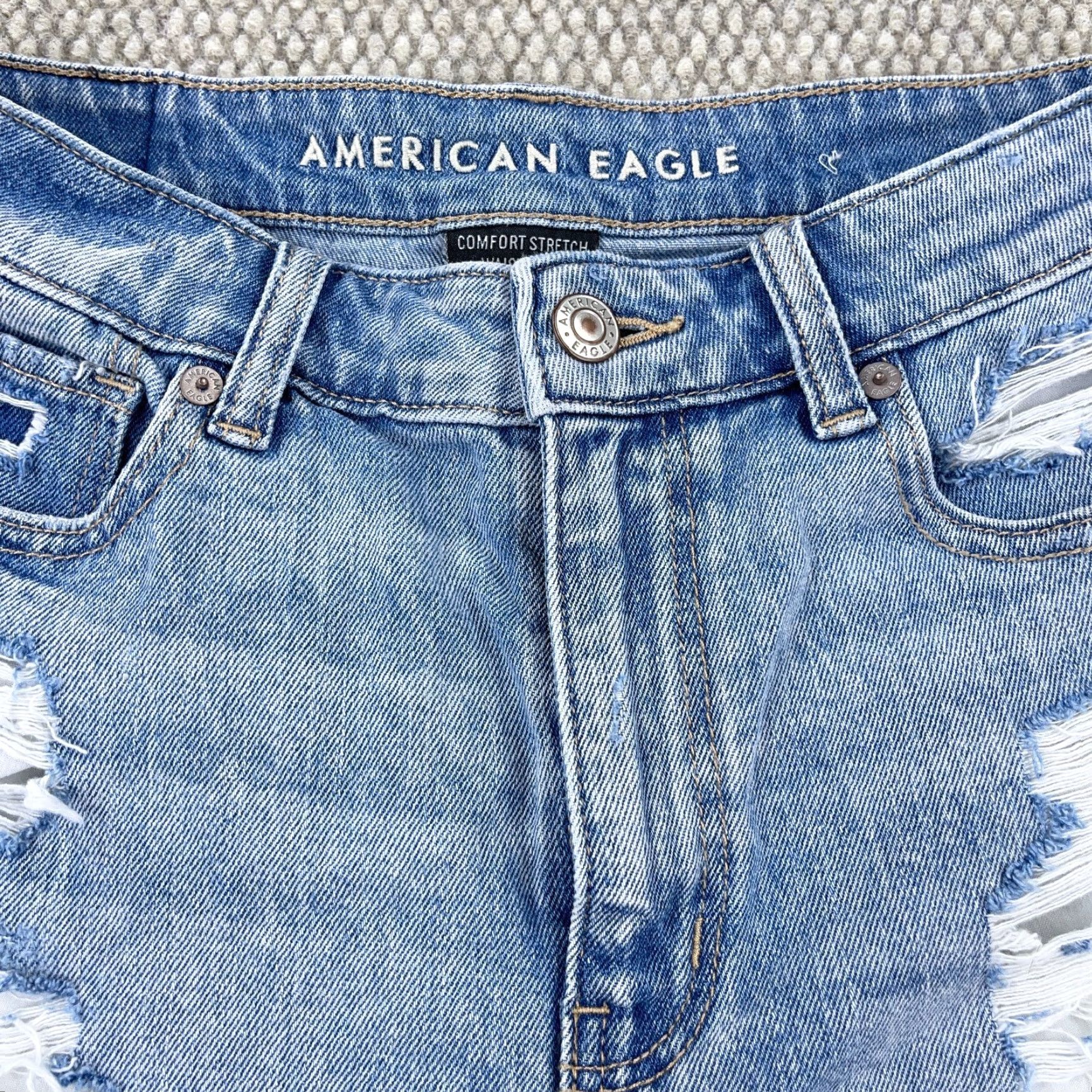 American Eagle Outfitters American Eagle Women Shorts 2 Mom High Rise Distressed Med Wash Faded Jorts Blue Size 26" / US 2 / IT 38 - 6 Thumbnail