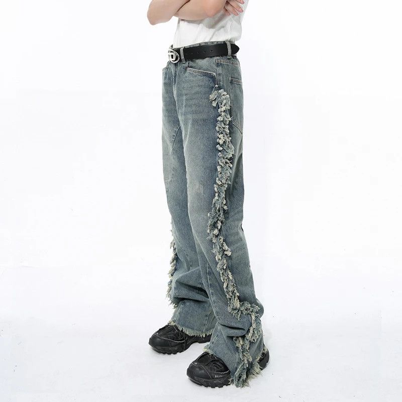 Japanese Brand × Vintage High Street Personalised Ragged Edge Splicing Jeans Size US 31 - 2 Thumbnail
