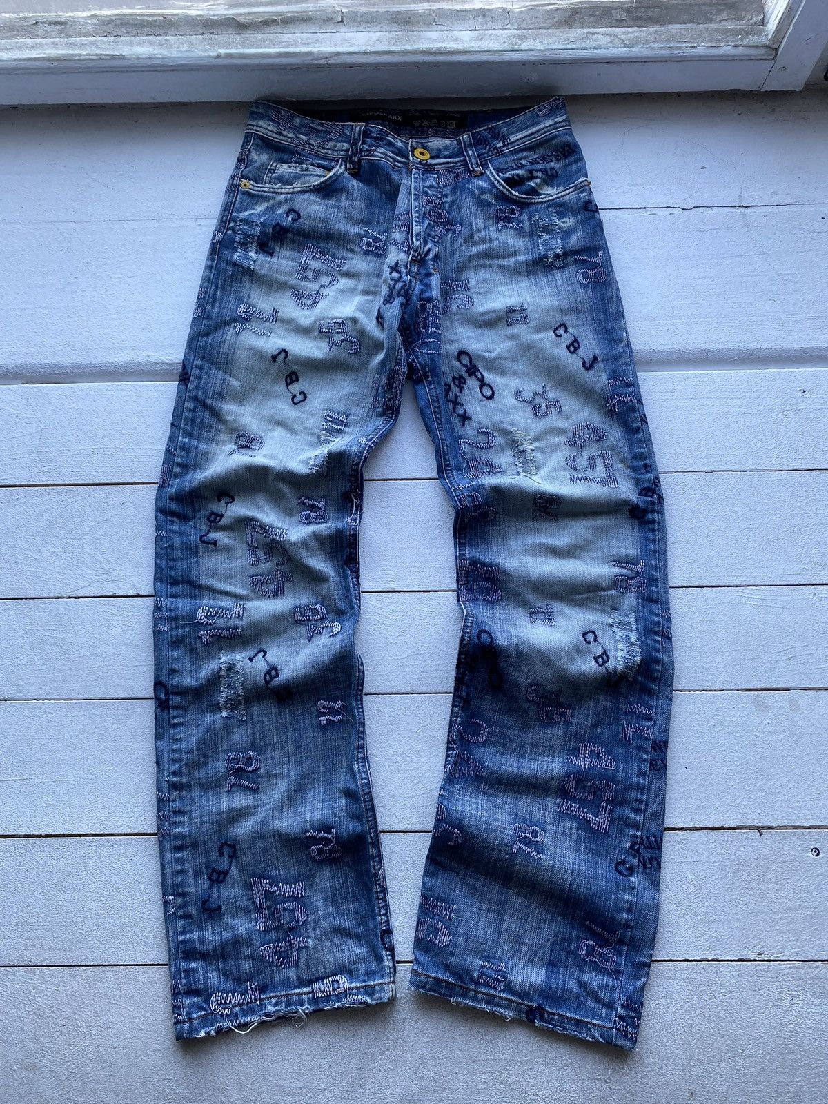 Japanese Brand × Vintage RARE Japanese y2k Opium Gothic Punk Distressed Mens Jeans Size US 30 / EU 46 - 3 Thumbnail