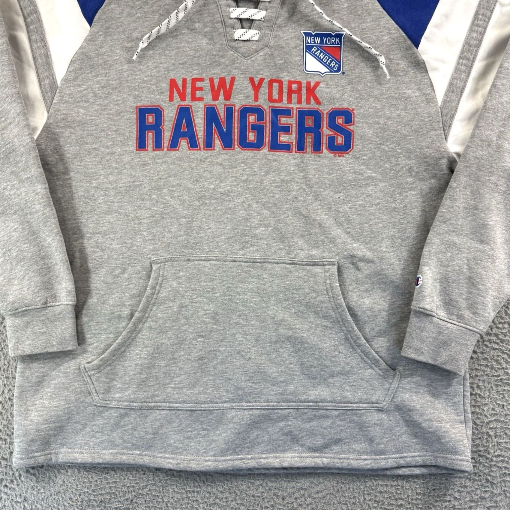 Champion VINTAGE Champion Reverse Weave Hoodie Men Large Gray NHL Hockey 90s Sports Logo Graphic Print Fire Heavyweight Sweatshirt Size US L / EU 52-54 / 3 - 2 Thumbnail