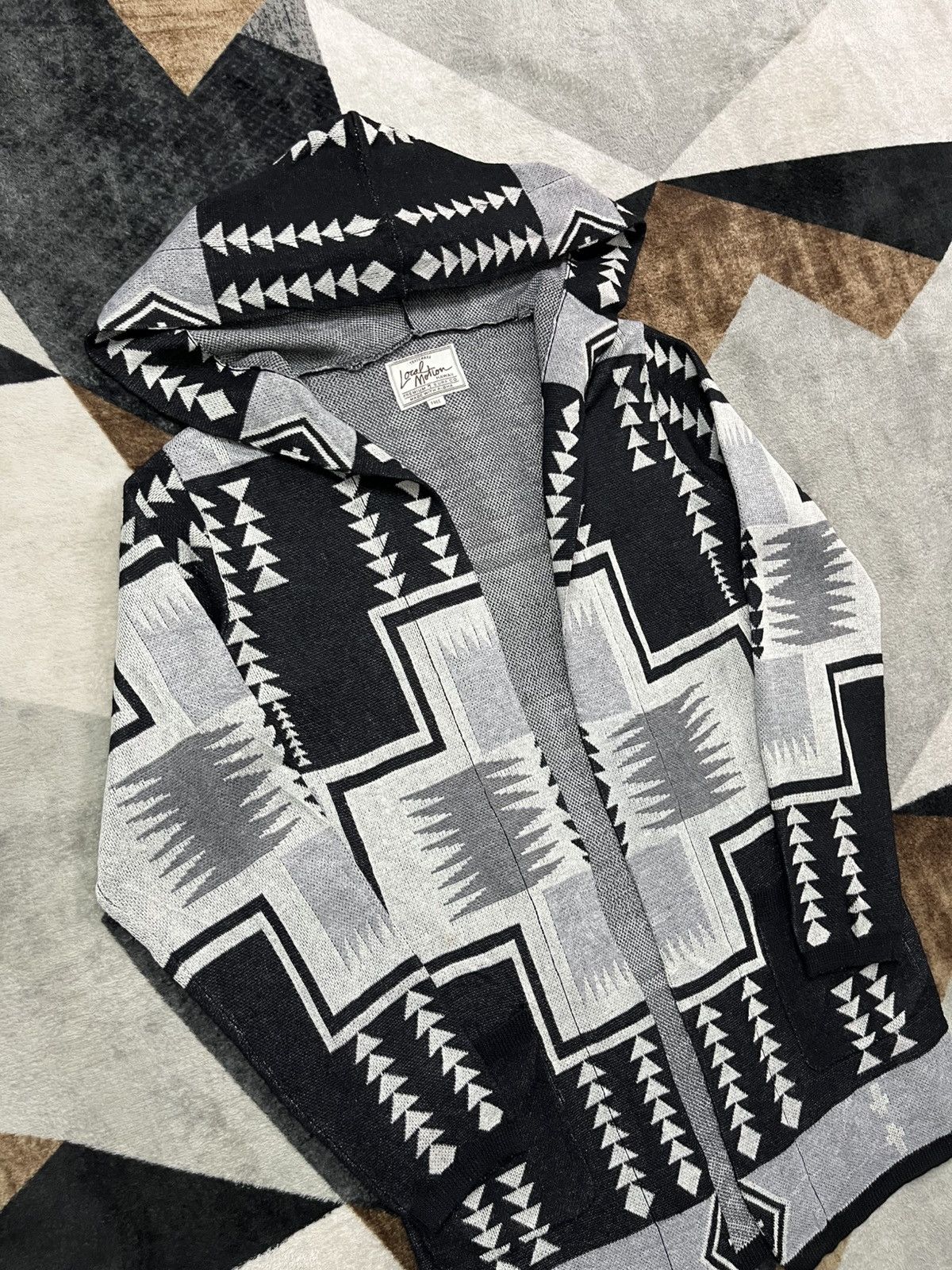 Native Vintage Local Motion Navajo Aztec Alpaca Wool Parka Hoodie Size US L / EU 52-54 / 3 - 3 Thumbnail