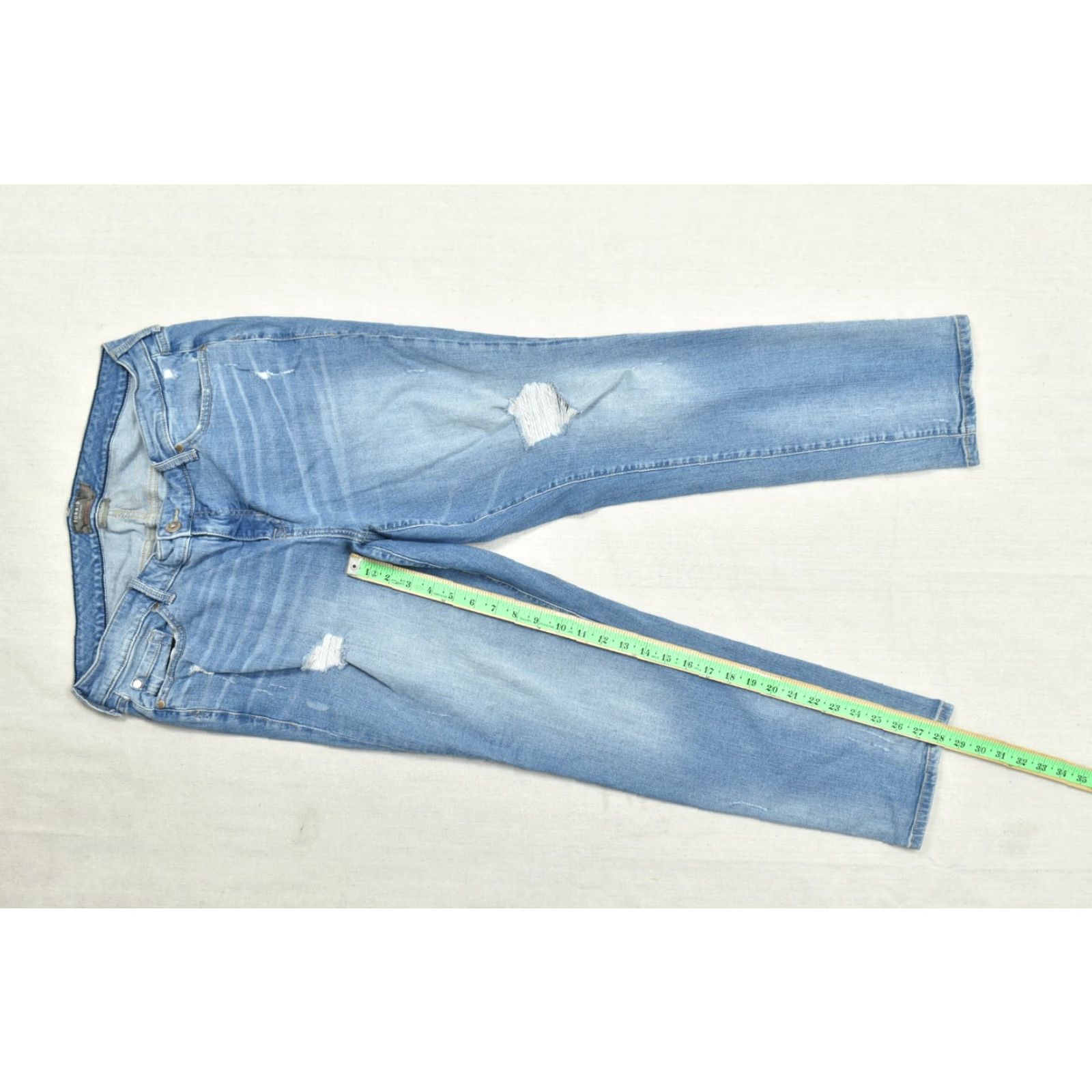 Torrid Torrid Boyfriend Straight Jeans Size 16R Light Wash Distressed Denim Stretch 5-Pocket Zip Inseam 29 Blue Womens Jeans Size 38" / US 16 / IT 52 - 4 Thumbnail