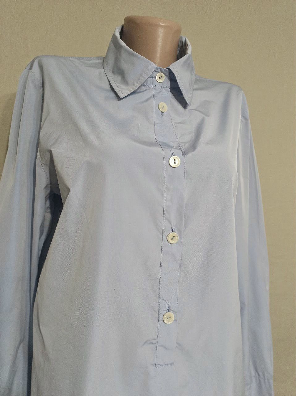 Designer Katharina Hovman Blue Metalic Blouse Shirt Size EU42 US12 Size XL / US 12-14 / IT 48-50 - 2 Thumbnail