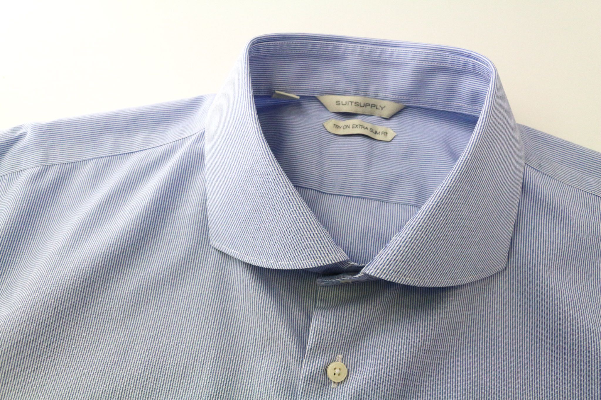 Suitsupply 46-7/18L Extra Slim Cotton Cutaway Stripe Shirt 75809 Size US XL / EU 56 / 4 - 3 Thumbnail