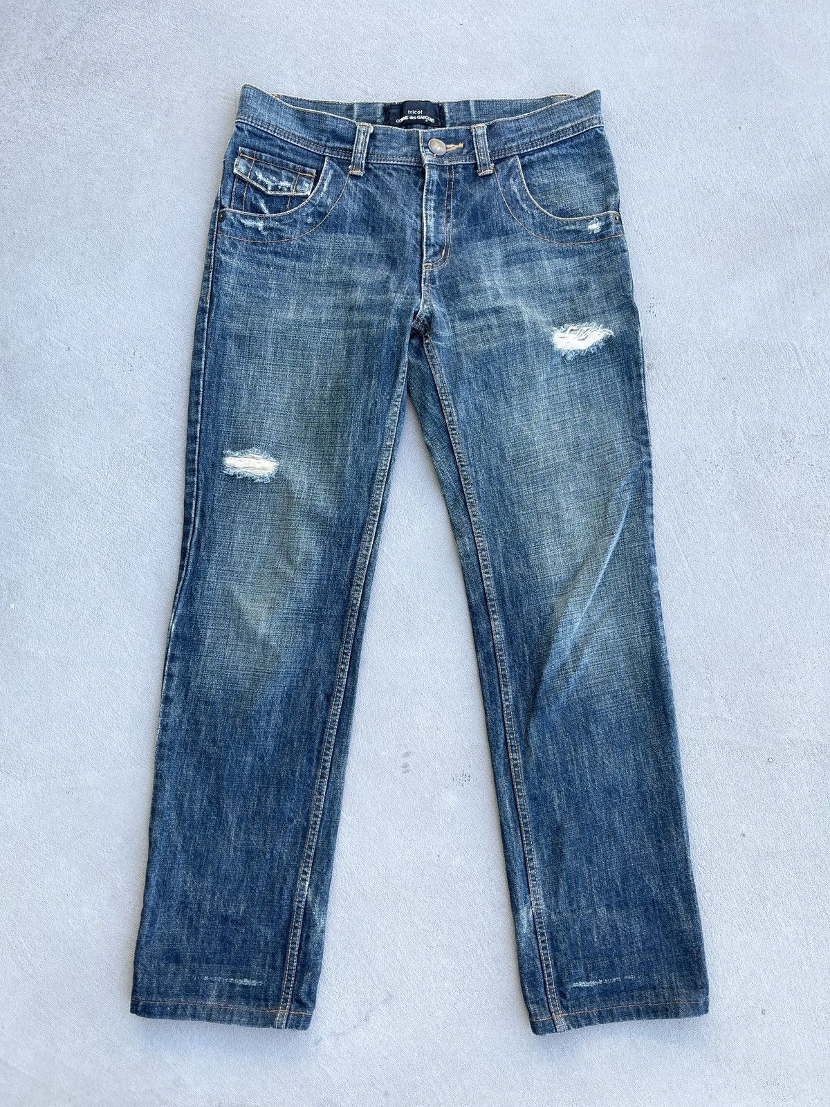 image of Archival Clothing x Comme Des Garcons Steal! 2004 Comme Des Garcons Tricot Distressed Denim Jeans (