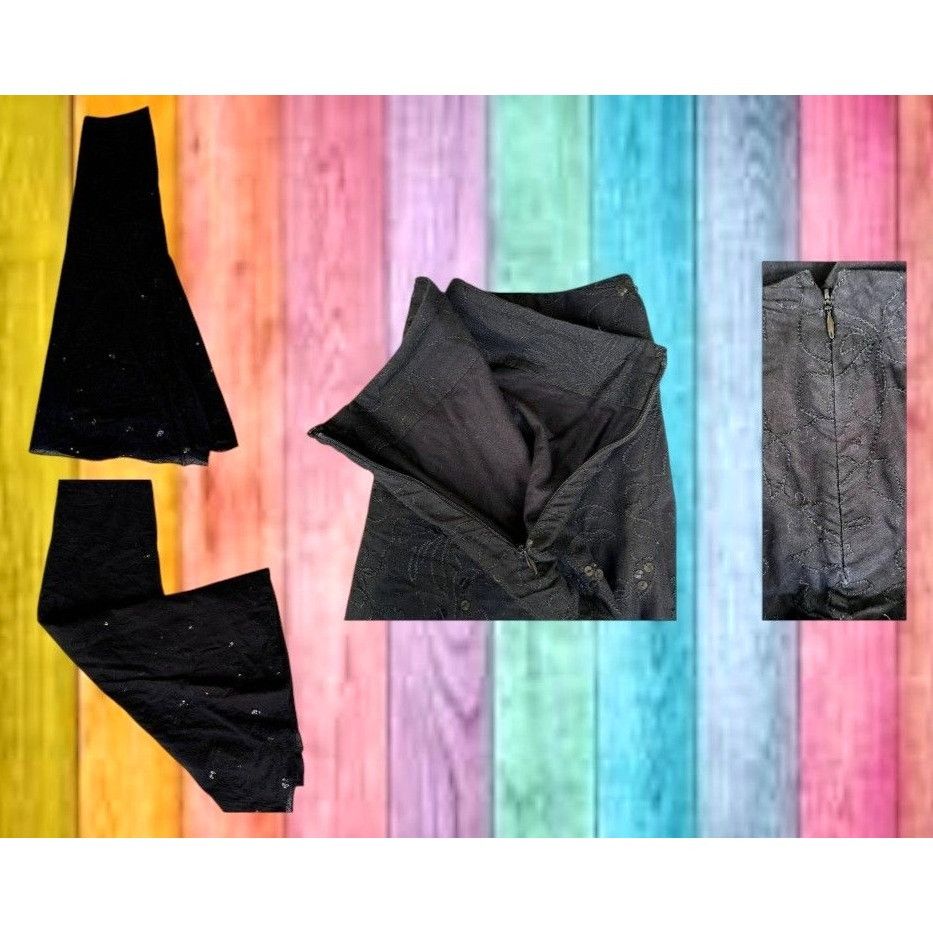 Liz Claiborne Vintage Liz Claiborne Black Sequined Maxi Skirt Size 6 Embro Size 28" / US 6 / IT 42 - 7 Thumbnail
