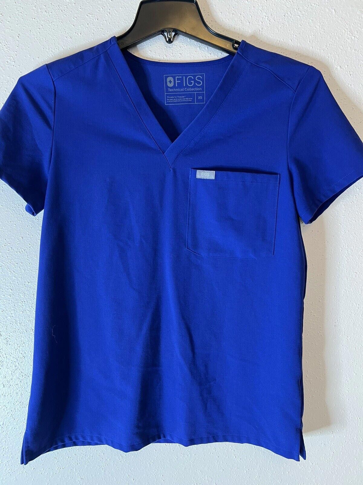 Designer Figs Technical Collection Pocket Medical Scrub Top Blue XS Size ONE SIZE - 1 Thumbnail