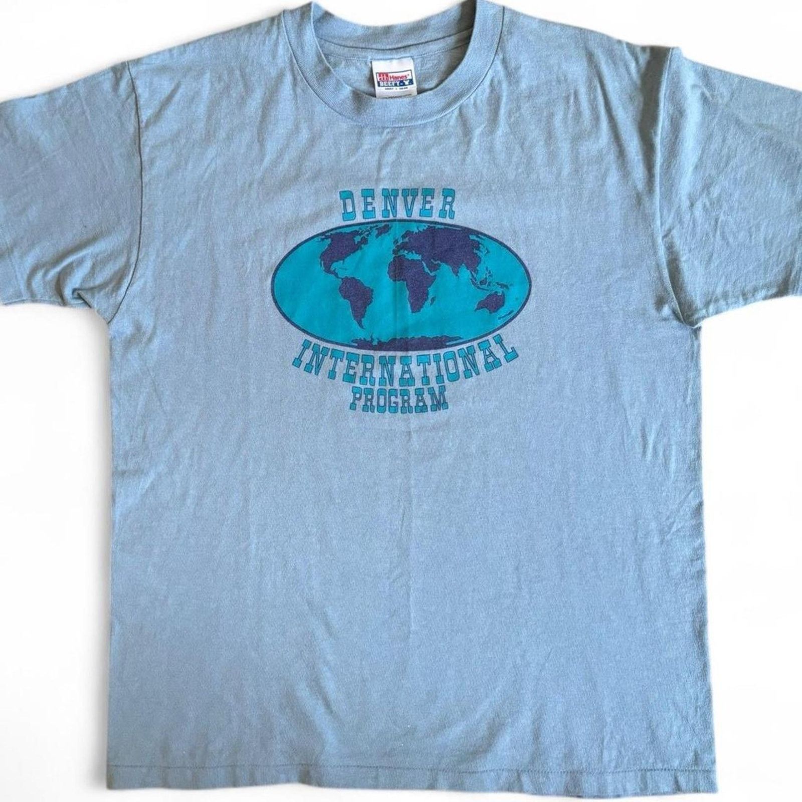 Hanes Vintage Hanes Beefy-T Denver Blue T-Shirt Large Size US L / EU 52-54 / 3 - 2 Thumbnail