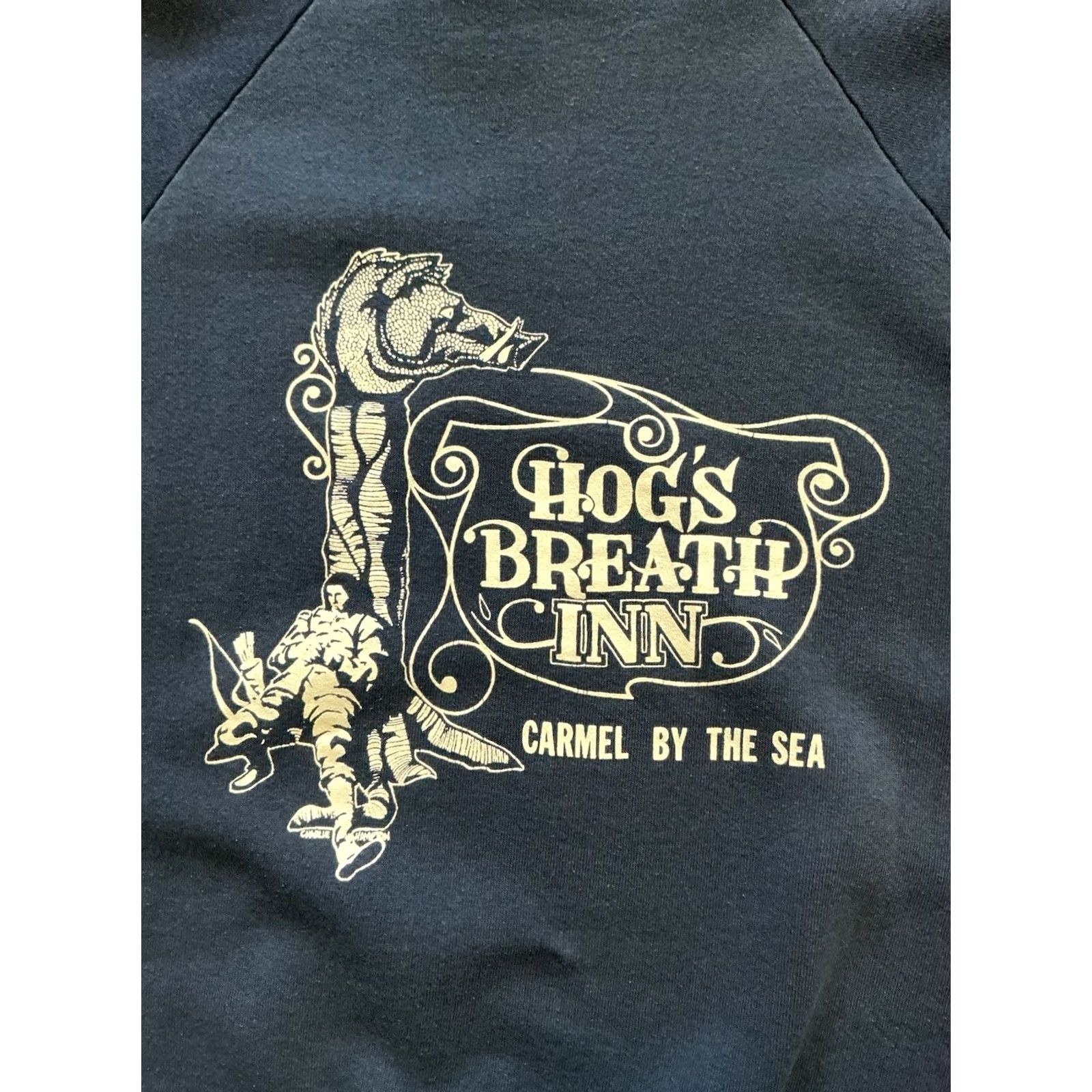 Hanes VINTAGE Hanes Sweatshirt Navy Blue Fleece Pullover Hogs Breath Inn Carmel By The Sea XL Mens Size US XL / EU 56 / 4 - 2 Thumbnail