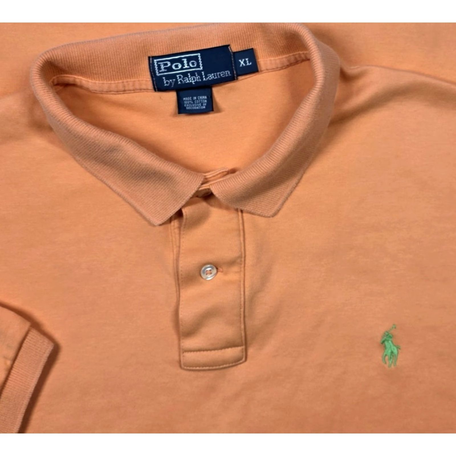 Polo Ralph Lauren VTG Ralph Lauren Polo Shirt XL Short Sleeve Orange Mens Soft Touch Teal Pony Size US XL / EU 56 / 4 - 2 Thumbnail