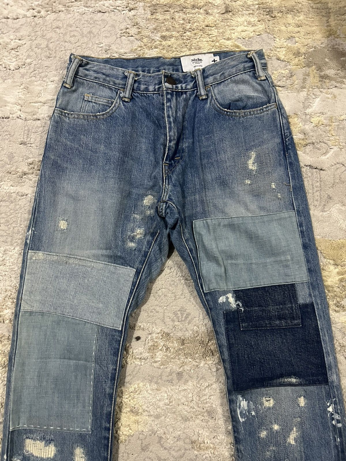 FDMTL Niche 🇯🇵 Made Indigo Selvedge Denim Boro Patchwork Thrashed Size US 28 / EU 44 - 3 Thumbnail