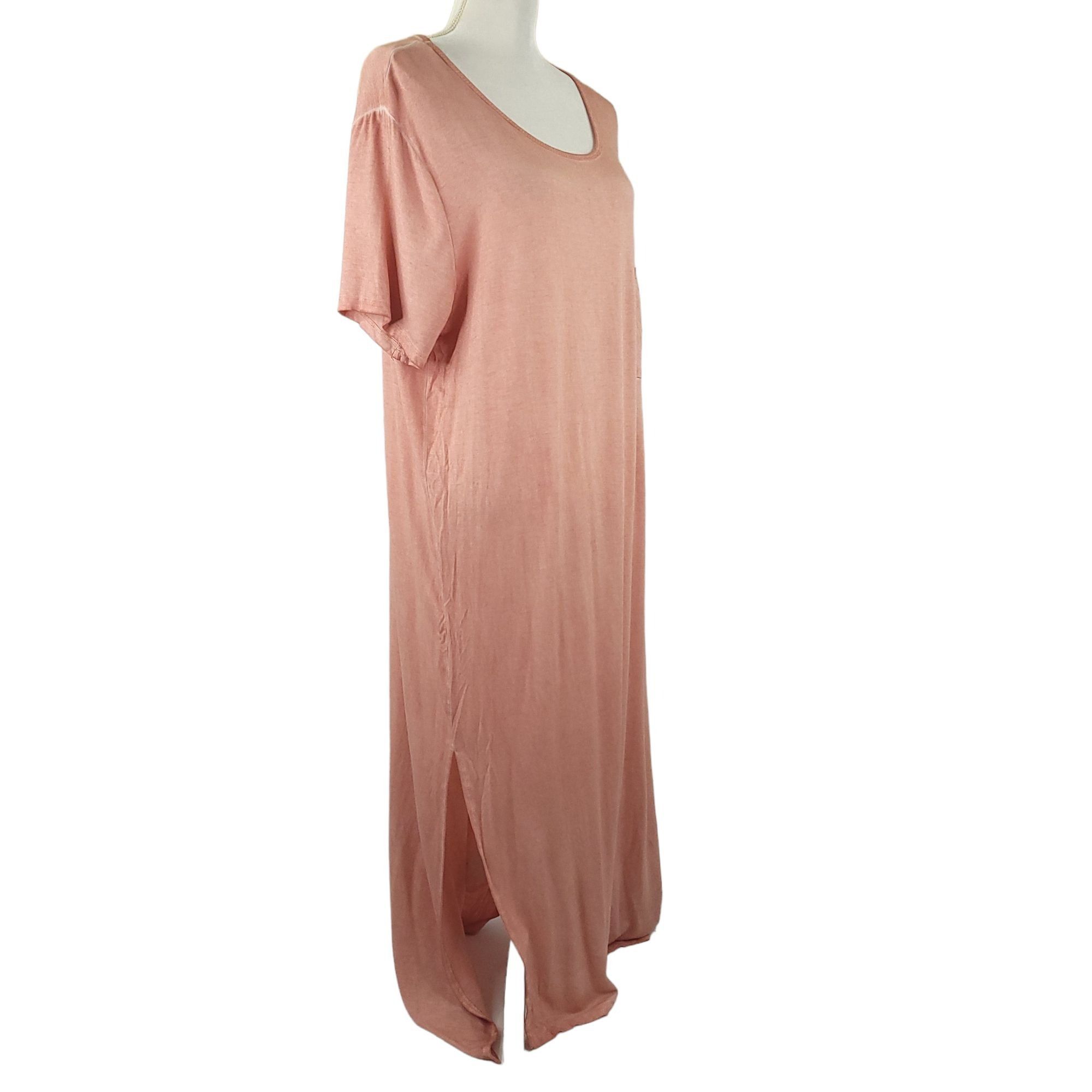Other Umgee Pink Maxi Dress L Side Slit Short Sleeve Scoop Neck Size L / US 10 / IT 46 - 1 Thumbnail