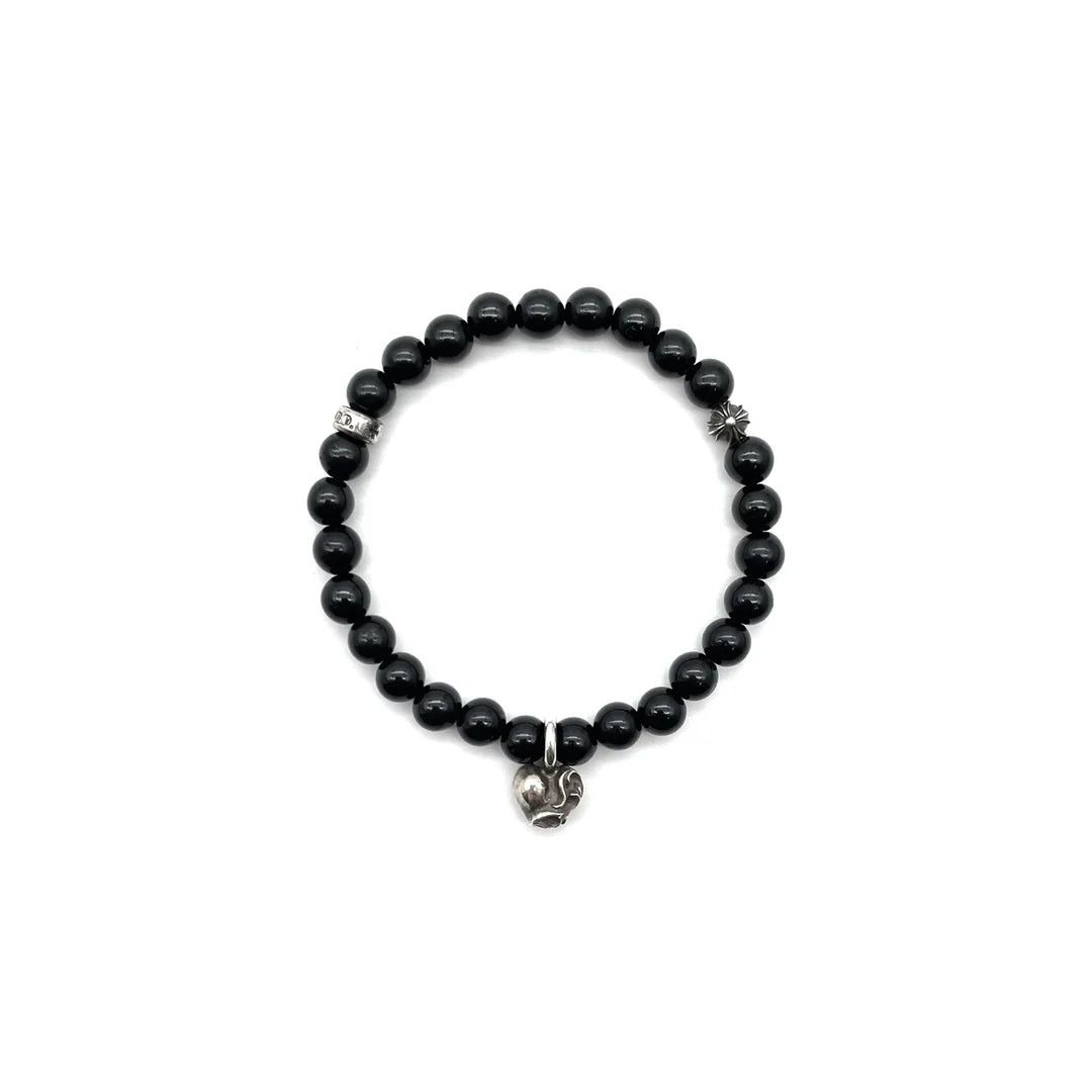 Chrome Hearts Obsidian Silver Vine Heart Beaded Bracelet Black Size ONE SIZE - 1 Preview