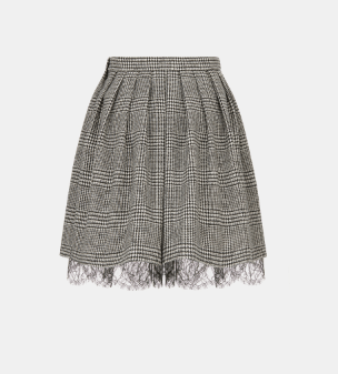 image of Dior O1W1Db10124 Prince Of Wales Wool Skrit In Black, Women's (Size 26)