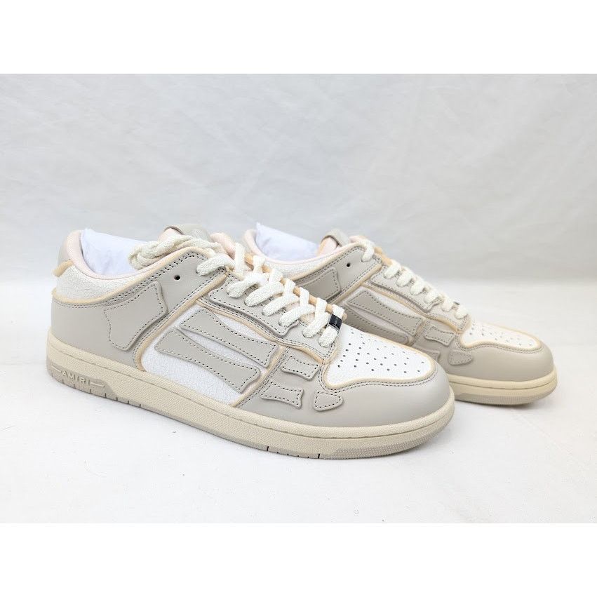 Amiri o1rshd1 Collegiate Skelton Low-Top Sneakers in Birch White Size US 12 / EU 45 - 12 Thumbnail