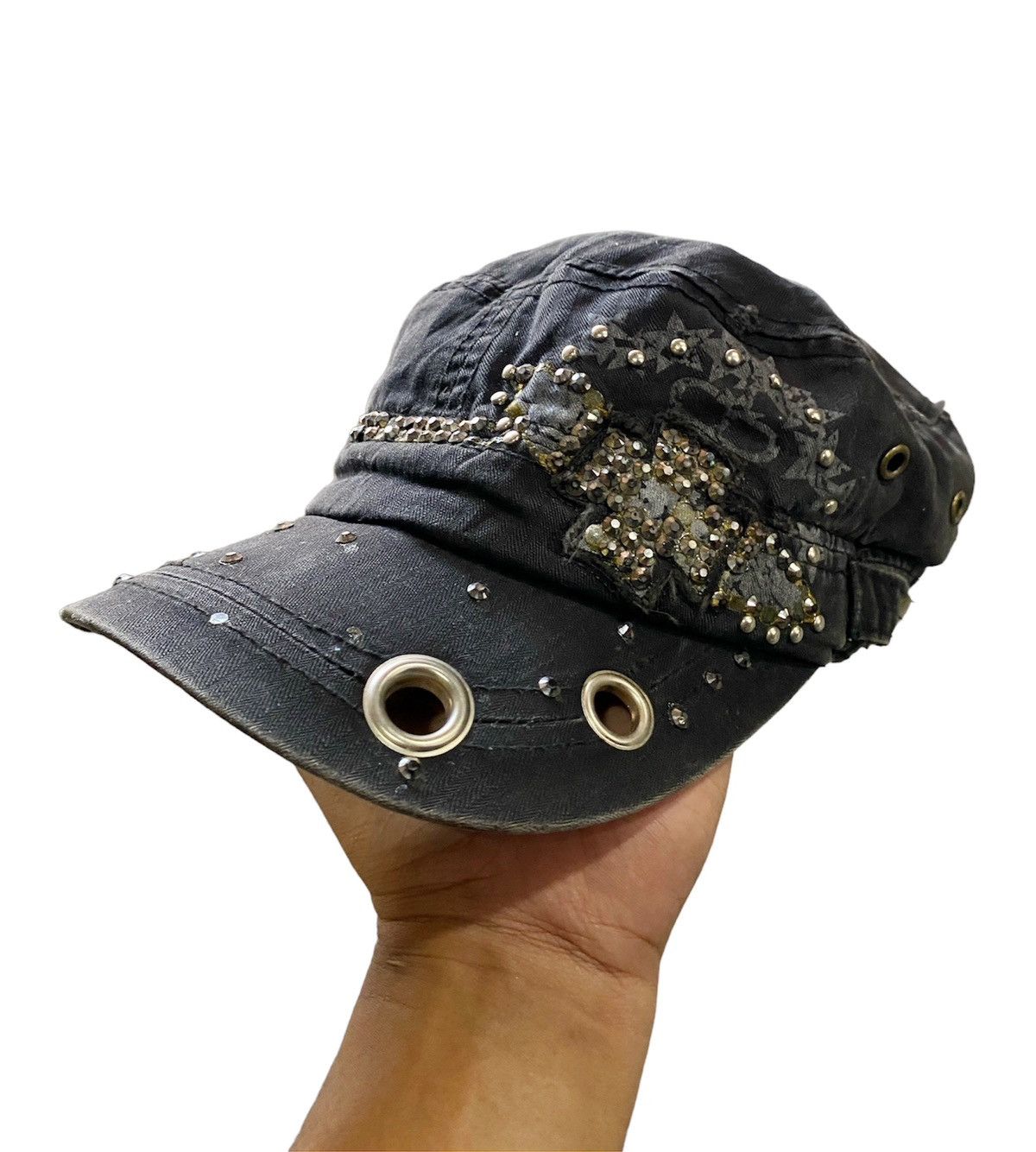 14th Addiction × If Six Was Nine × KMRii Y2K Gothic Cross Studded Hat |  Grailed