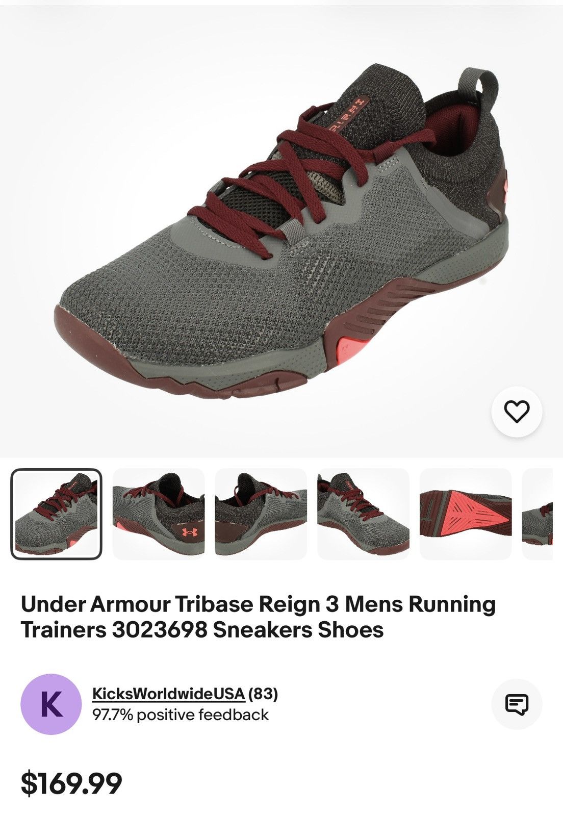 Under Armour Under Armour Tribase Reign 3 Mens Running Trainers Sneakers Size US 9 / EU 42 - 1 Thumbnail