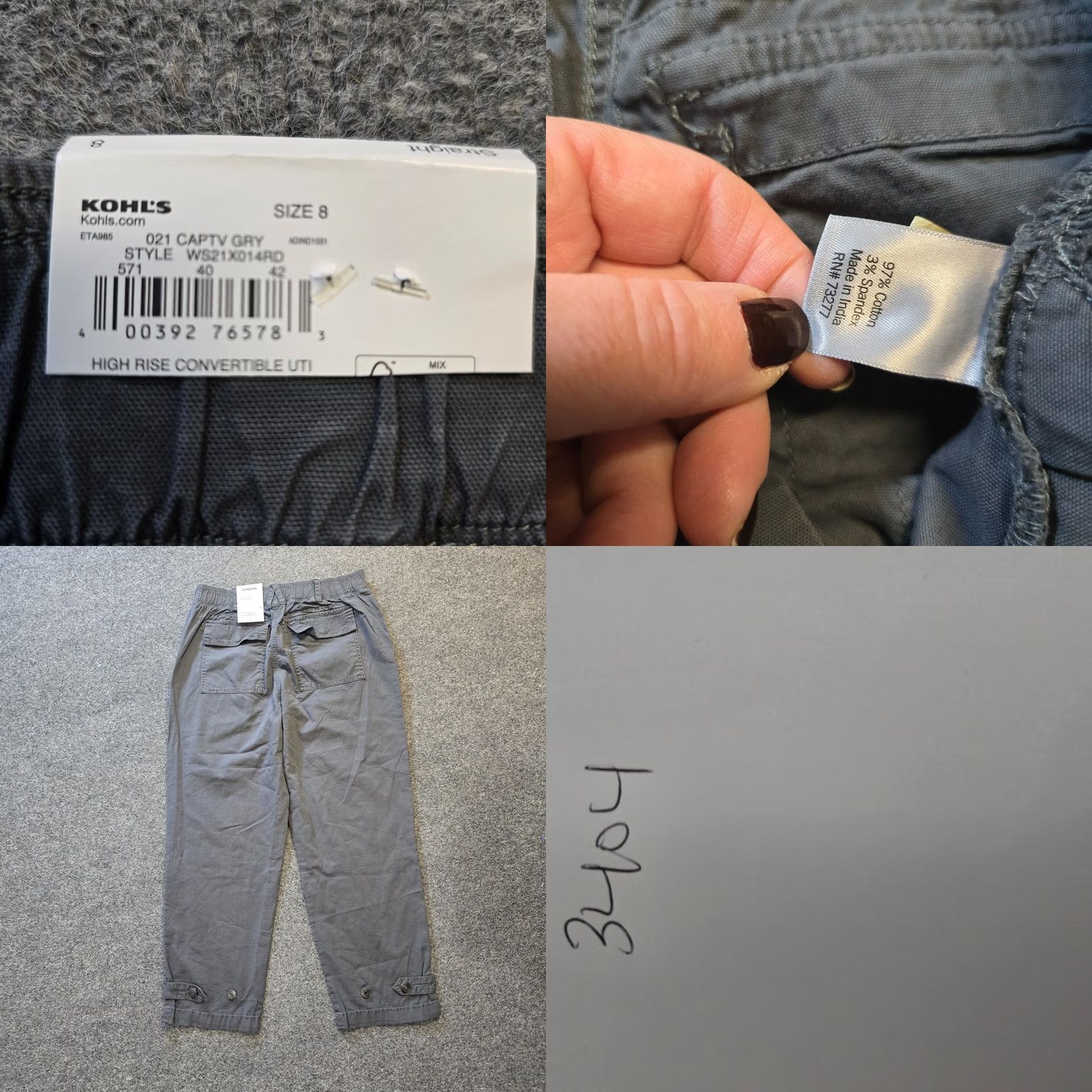 Vintage Sonoma Pants Womens 8 Gray Straight Leg High Rise Convertible Buttonfly Casual Pants Size 30" / US 8 / IT 44 - 8 Thumbnail