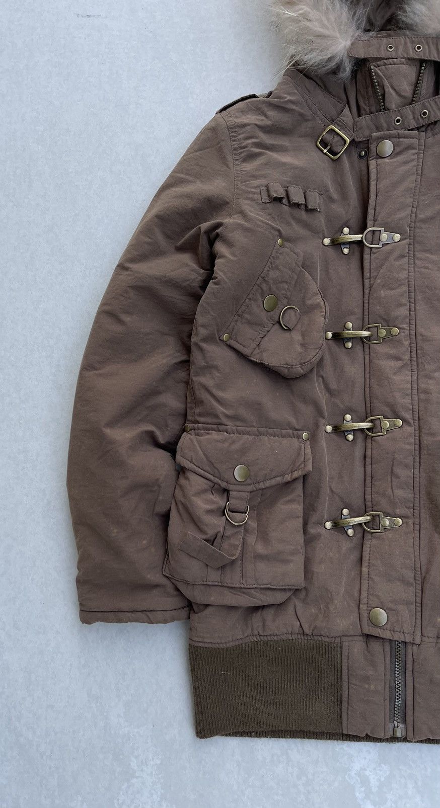 If Six Was Nine 🔥Vtg Ant Werpen Fireman Clasp Bondage Jacket With Fur Hoodie Size US M / EU 48-50 / 2 - 6 Thumbnail