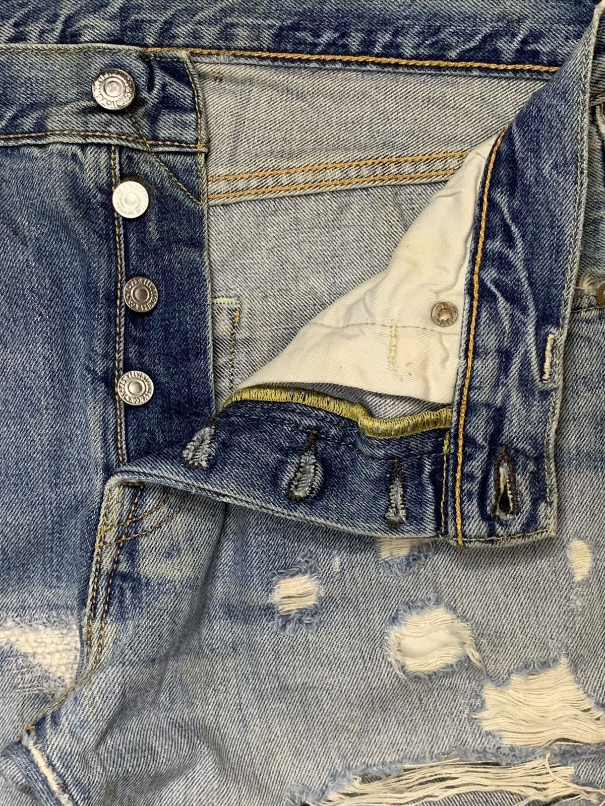 Levi's Vintage Levis 501 Mud Wash Distressed Patched Jeans Size US 31 - 3 Thumbnail