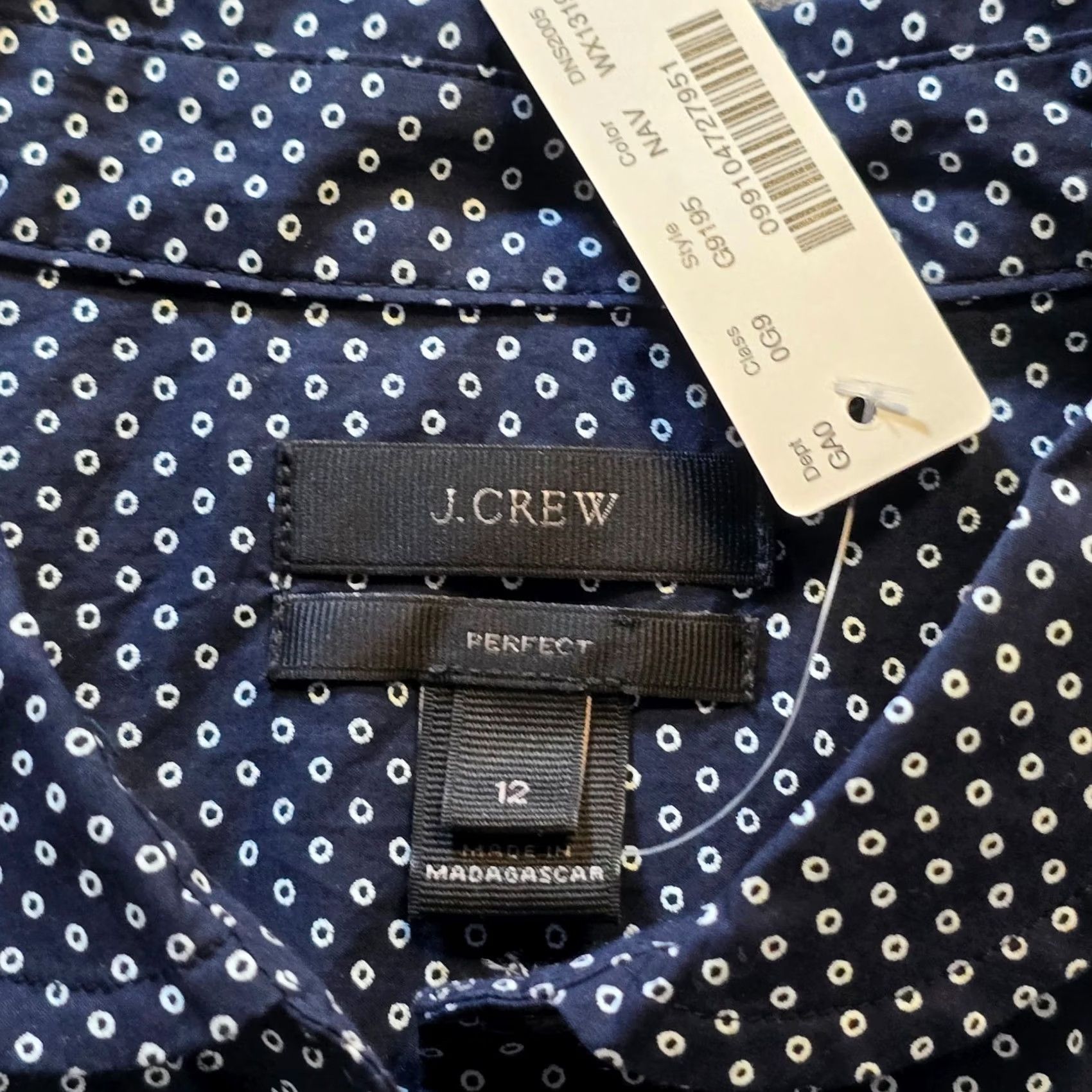 J.Crew J.CREW Top Womens Size 12 Button-Up Long Sleeve Blue White Dotted Casual Shirt Dressy Career Capsule Regular Womens Size XL / US 12-14 / IT 48-50 - 3 Thumbnail