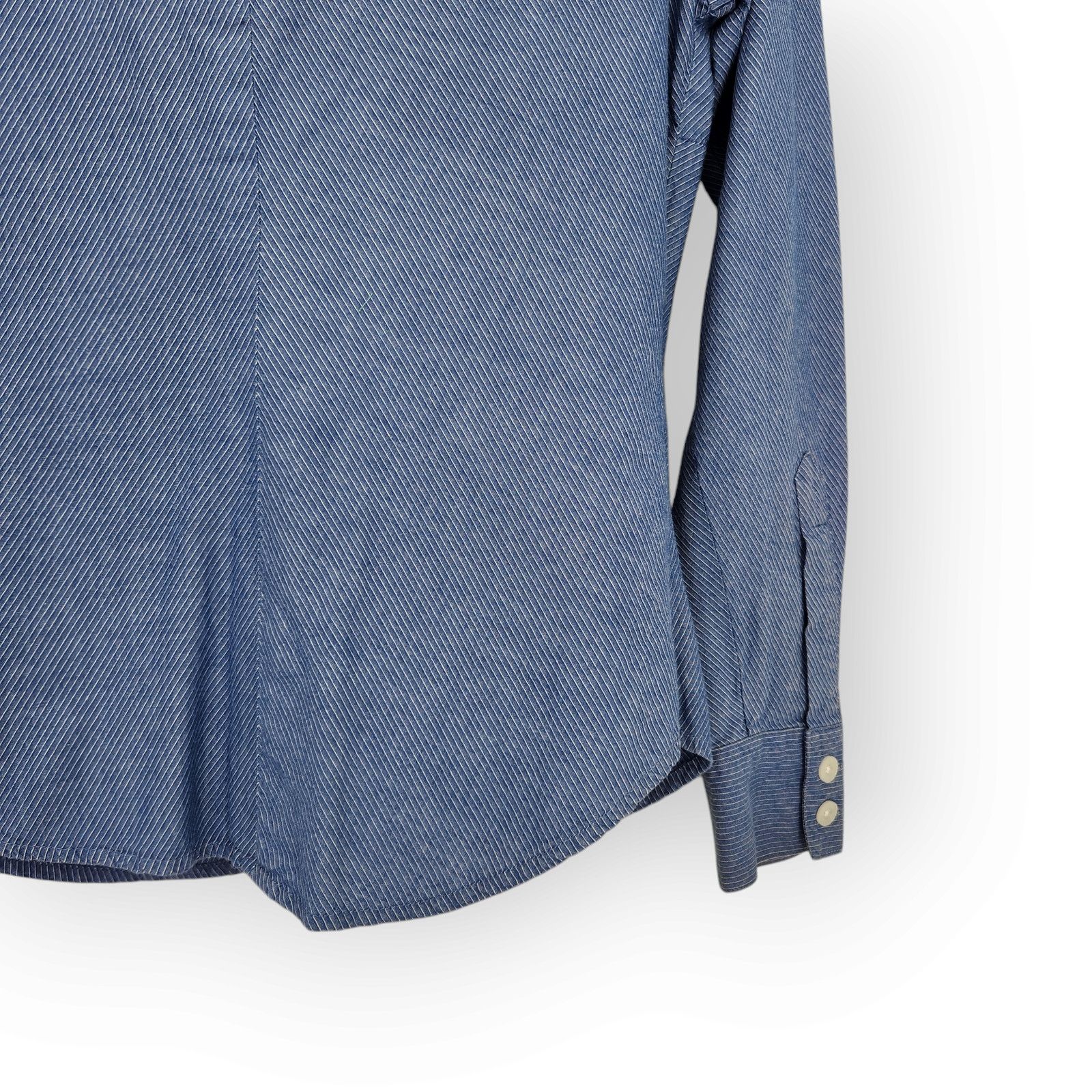 Express Vintage 90s Express Blue Pinstripe OfficeButton Down Shirt S Size S / US 4 / IT 40 - 7 Thumbnail