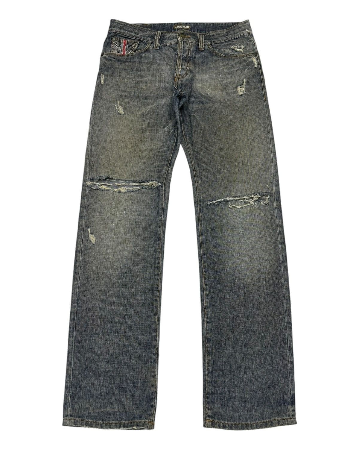 If Six Was Nine 🔥PUNK BRITISH FLAG ABSOLUTE JOY RIPPED DENIM JEANS Size US 33 - 2 Thumbnail