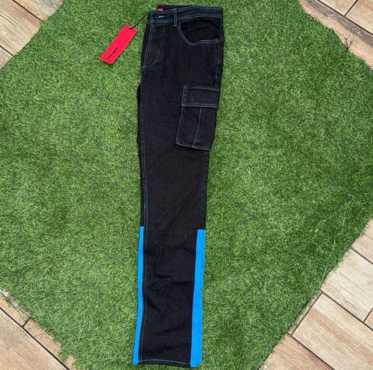 Vintage Blank State Brand Cargo Jeans Black/Blue Cotton pants Size34 Size US 31 - 3 Thumbnail