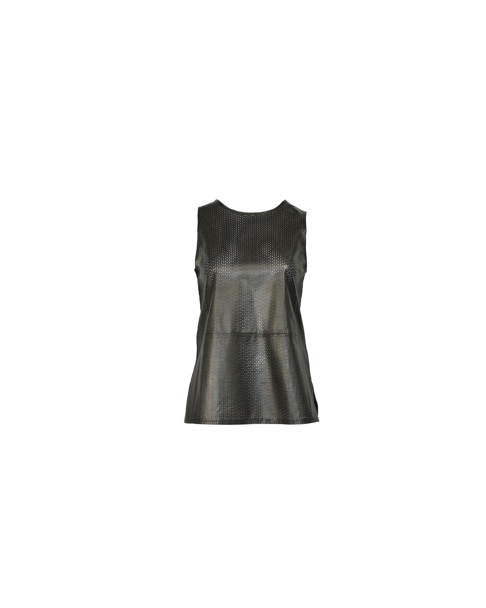 image of Vince Stunning Perforated Leather Sleeveless Top in Black, Women's (Size XS)