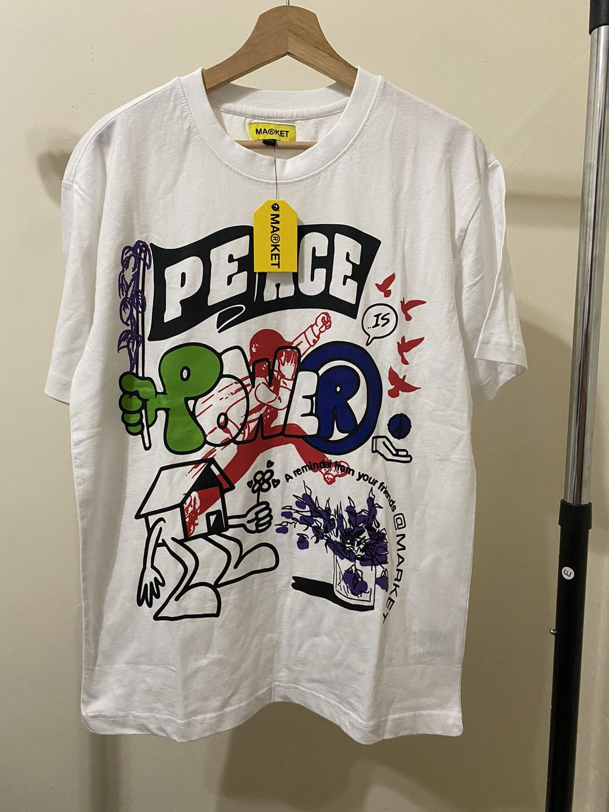 Market × Vintage DSWT Chinatown Market Peace Power White Tee Size US M / EU 48-50 / 2 - 1 Thumbnail