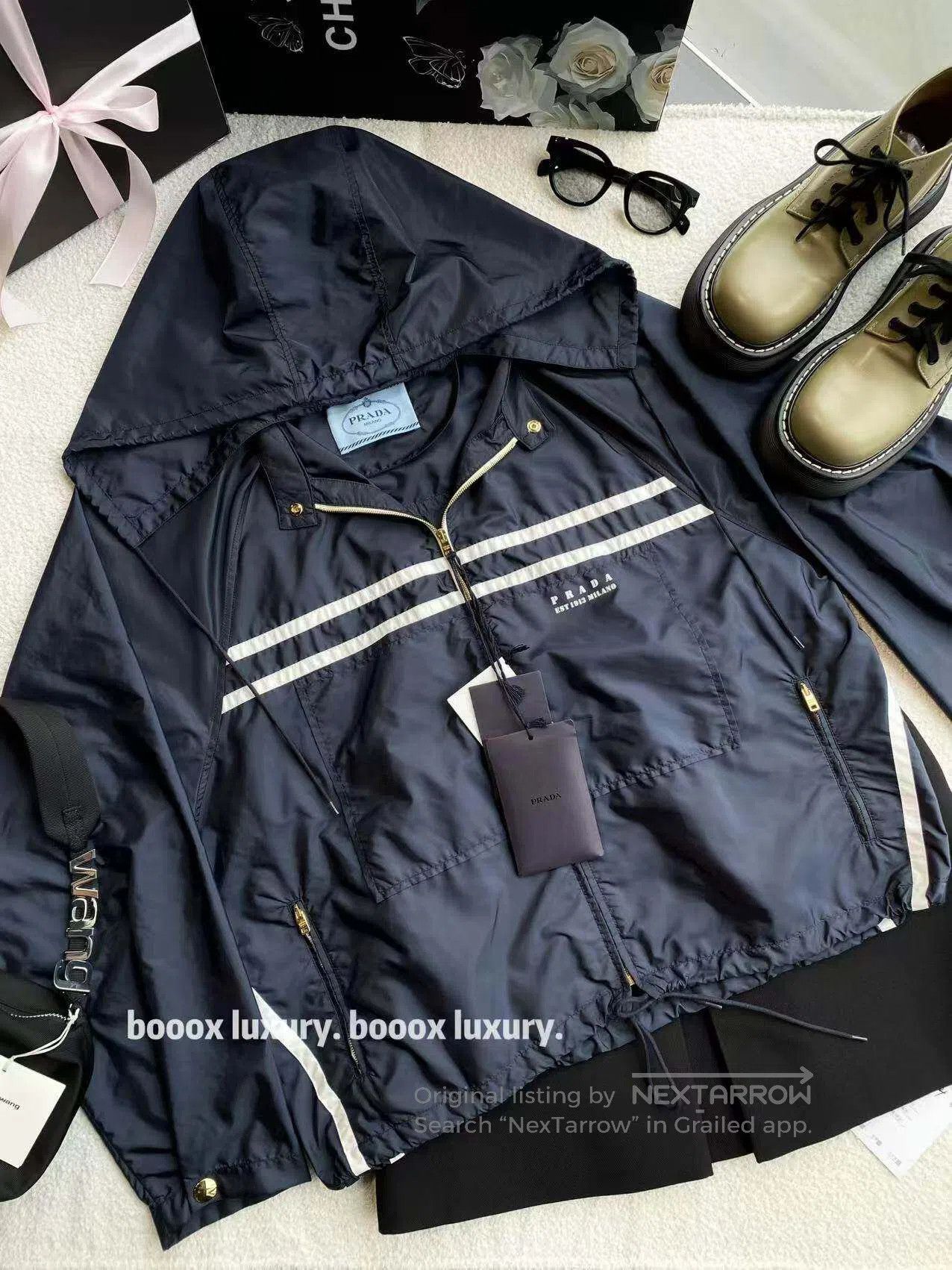 Prada Prada 25SS blue nylon hooded sports jacket| Size M / US 6-8 / IT 42-44 - 1 Thumbnail