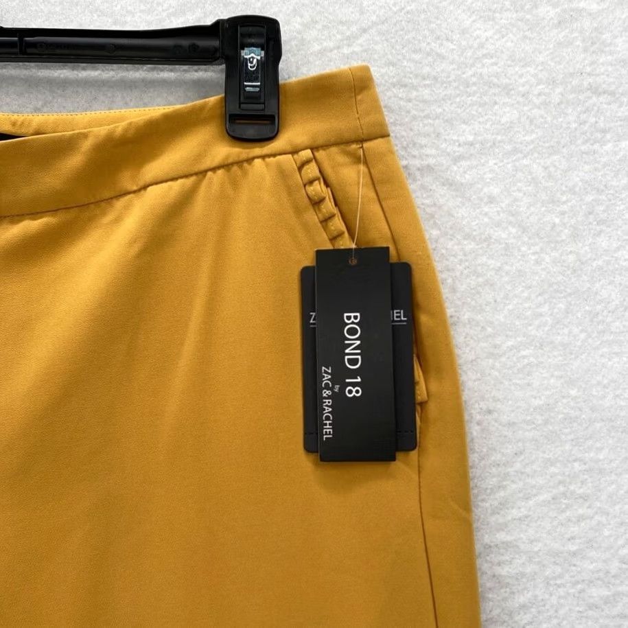 Vintage Zac & Rachel Bond 18 Women's 6 Yellow Stretch Tapered Leg Pants Mid Rise Casual Chino Flat Front Slim Inseam 28" Polyester Spandex Size 24" / US 00 / IT 34 - 3 Thumbnail