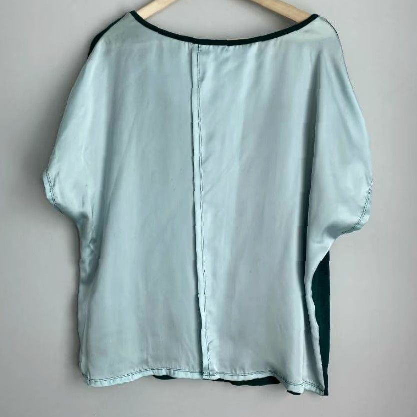 Vintage Adore Me Green Scoop Neck Short Sleeve Stretch Blouse Plus 1X Women Size XL / US 12-14 / IT 48-50 - 2 Thumbnail