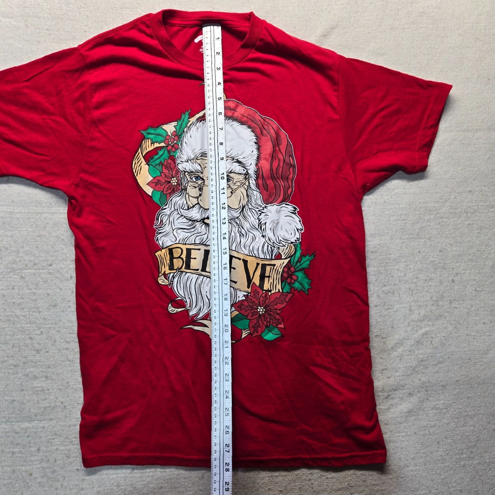 Vintage Believe Shirt Adult M Red Christmas Santa Claus Graphic Tee Crewneck Short Sleeve Men’s M Shirt Size US M / EU 48-50 / 2 - 6 Thumbnail