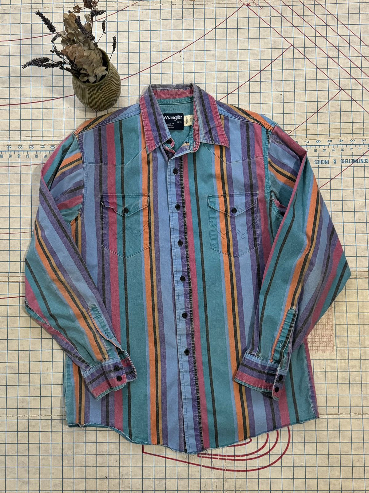 Vintage × Wrangler Vintage Wrangler Brushpopper Striped Button Up Western Shirt Size US L / EU 52-54 / 3 - 5 Thumbnail