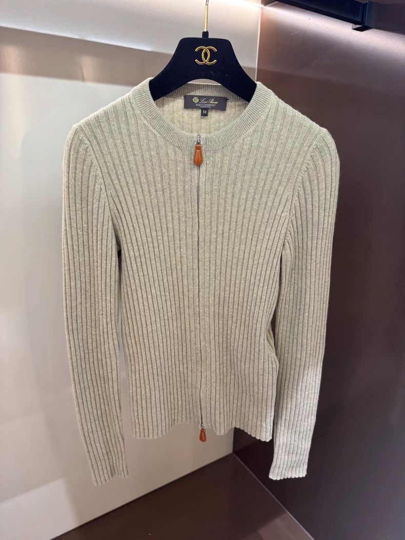 Loro Piana LORO PIANA Gray green cashmere zip sweater Size M / US 6-8 / IT 42-44 - 1 Thumbnail