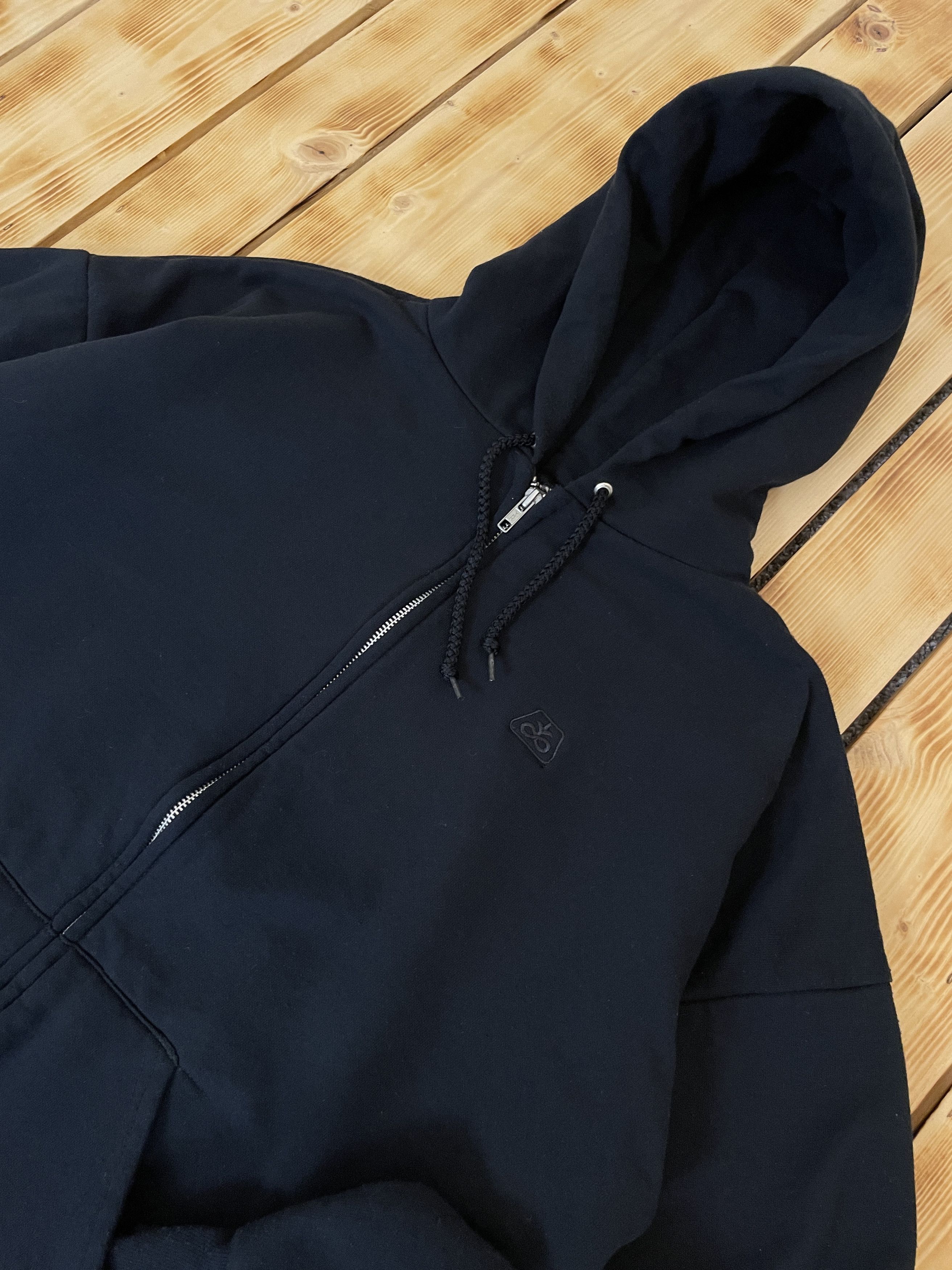 Other Vintage Basic Waffle Lined Black Zip Up Hoodie Size US L / EU 52-54 / 3 - 2 Thumbnail