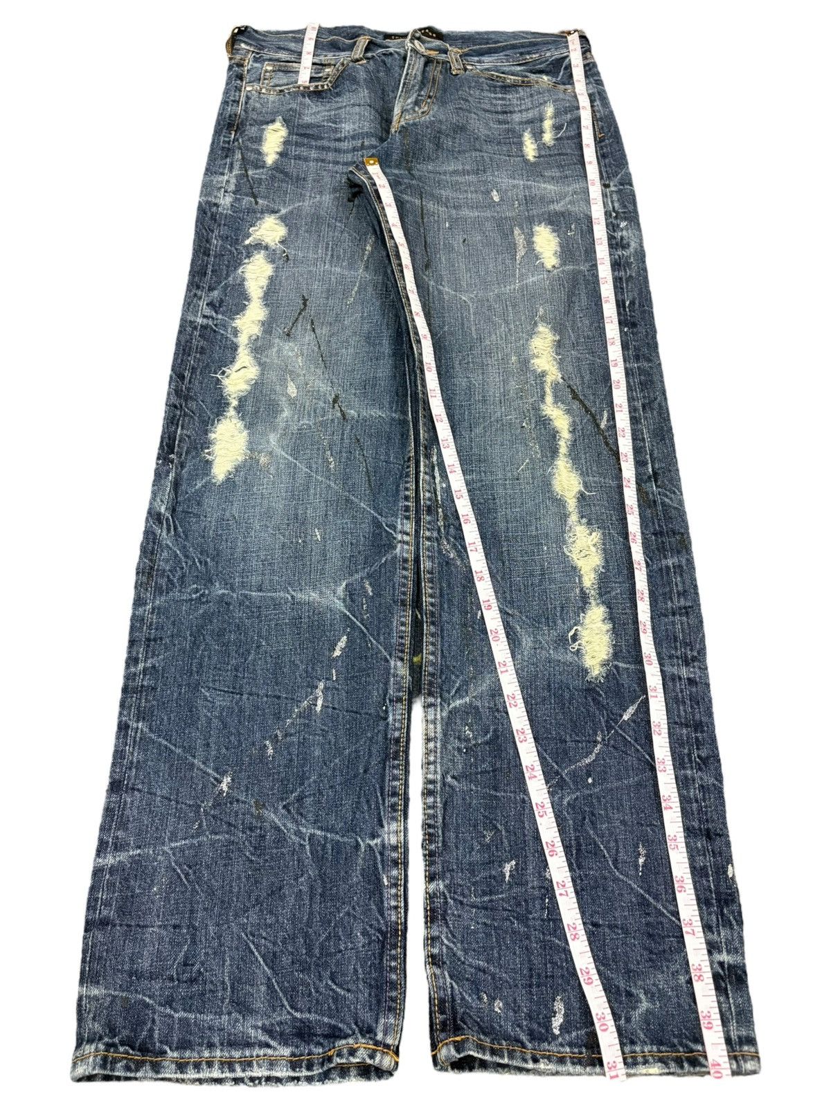 Japanese Brand Vintage Japanese Brand Paint Splattered Distress Loose Jeans Size 31" - 11 Thumbnail