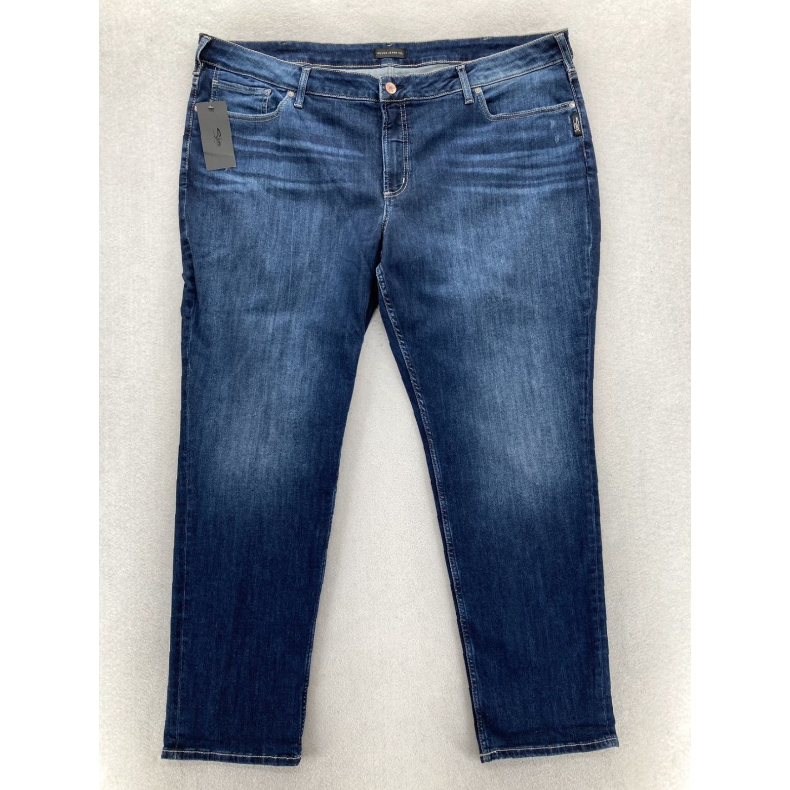 Silver Jeans Co. Silver Jeans Womens Plus 24 Boyfriend Blue Indigo Stretch Denim Grunge Western Jeans Size 42" / US 20 - 2 Thumbnail