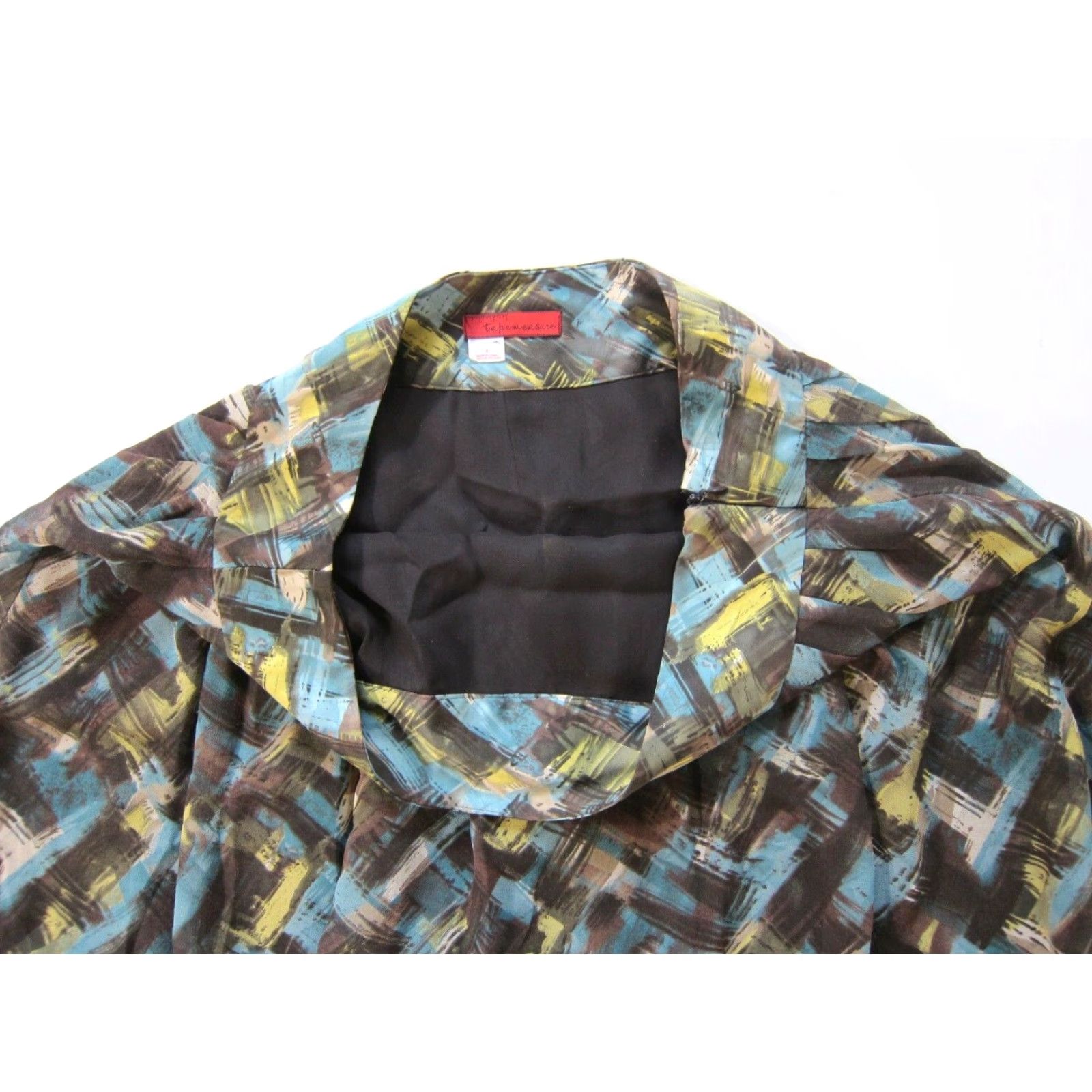 Vintage Tapemeasure Anthropologie Blue Green Abstract Pleated A-Line Skirt Women 8 Size 30" / US 8 / IT 44 - 7 Thumbnail